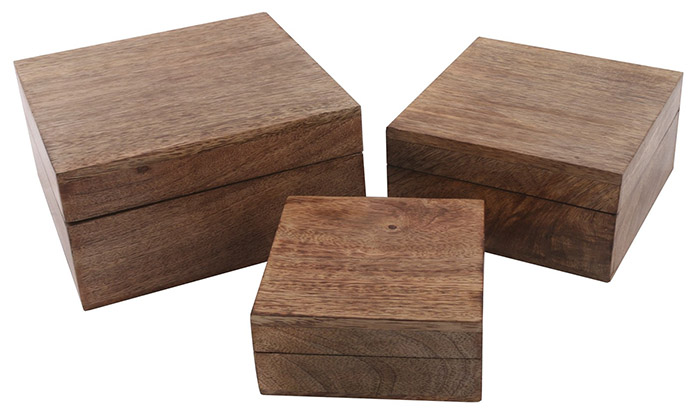Mango Wood Set Of Square Boxes - Click Image to Close